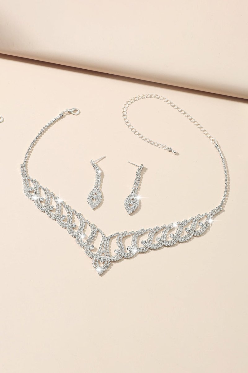 Classic Diamond Sparkling Necklace And Earrings Set - BOLODOO