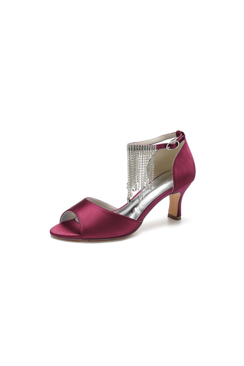 Cocktail Open Toe Tassel Strap Chunky Heels - BOLODOO