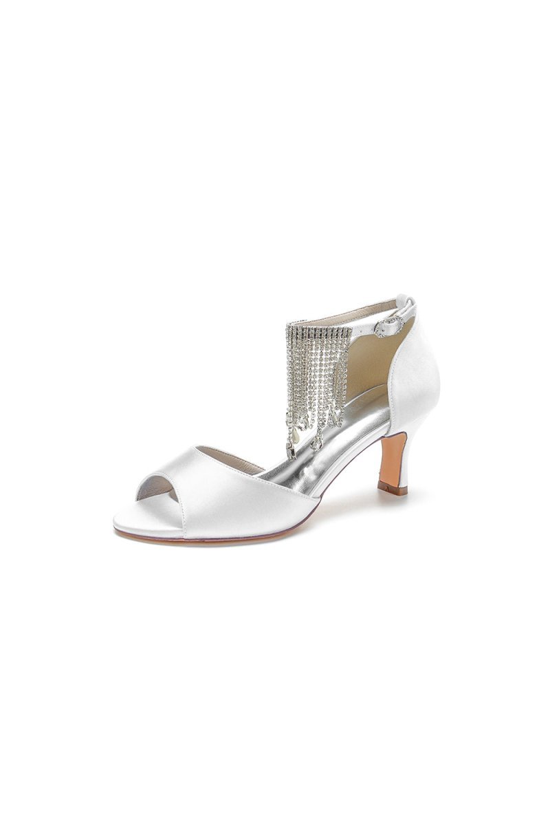 Cocktail Open Toe Tassel Strap Chunky Heels - BOLODOO