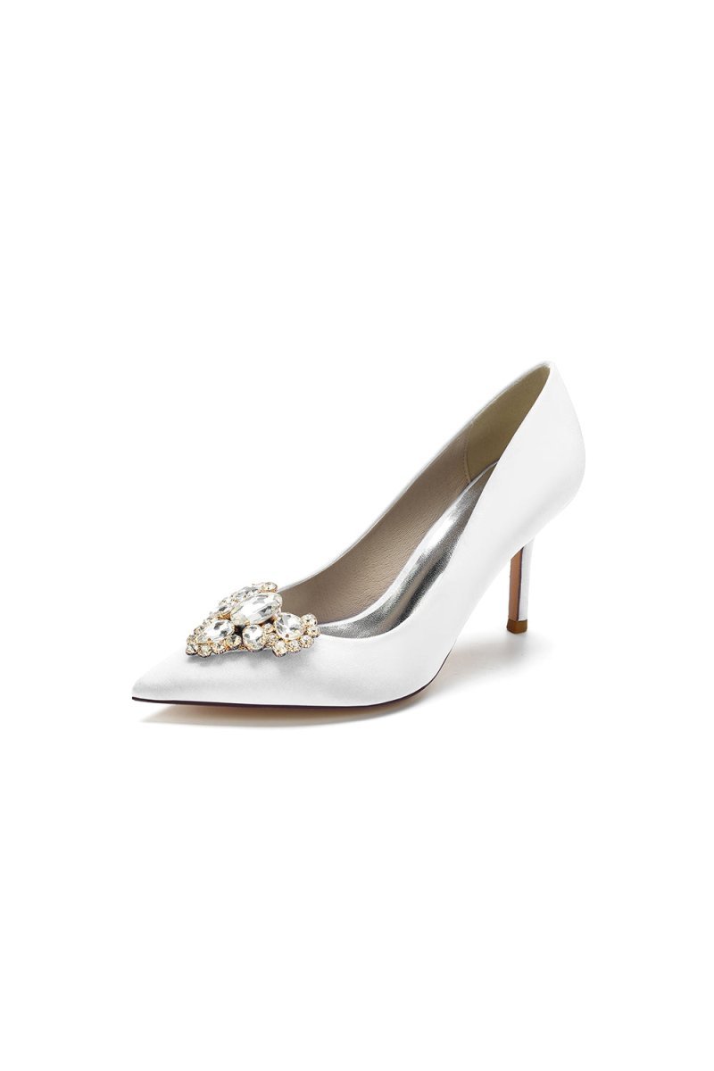 Cocktail Pointed Toe Crystal Heels - BOLODOO