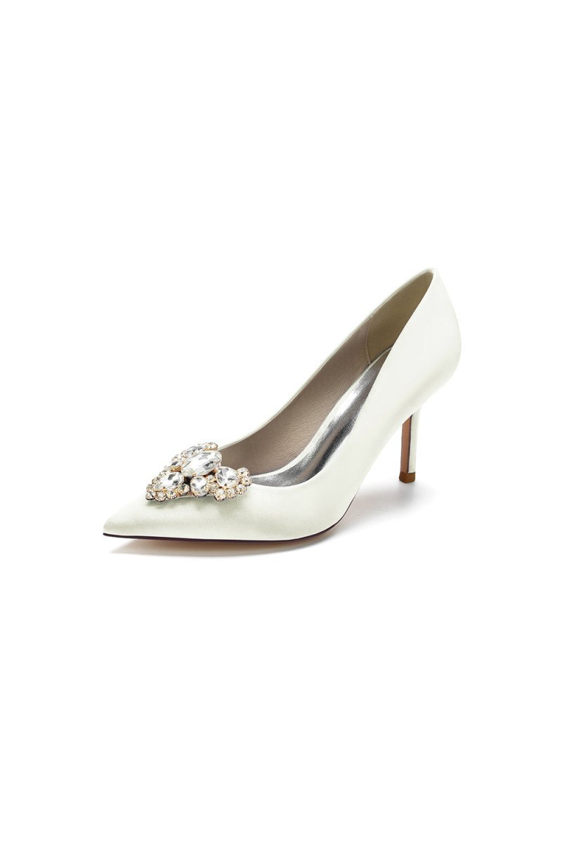 Cocktail Pointed Toe Crystal Heels - BOLODOO