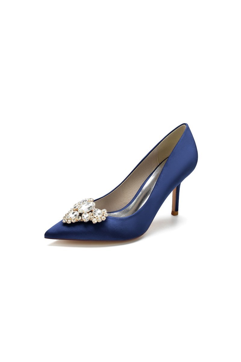 Cocktail Pointed Toe Crystal Heels - BOLODOO