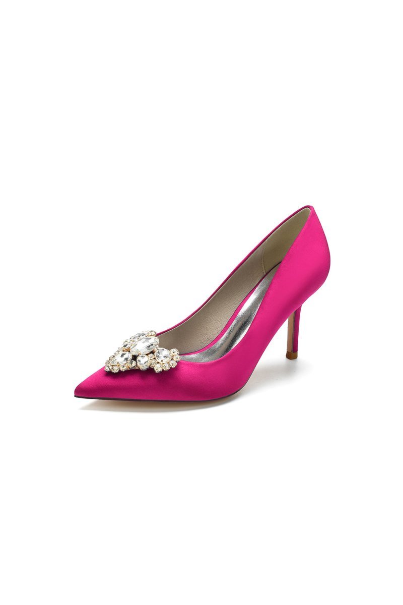 Cocktail Pointed Toe Crystal Heels - BOLODOO