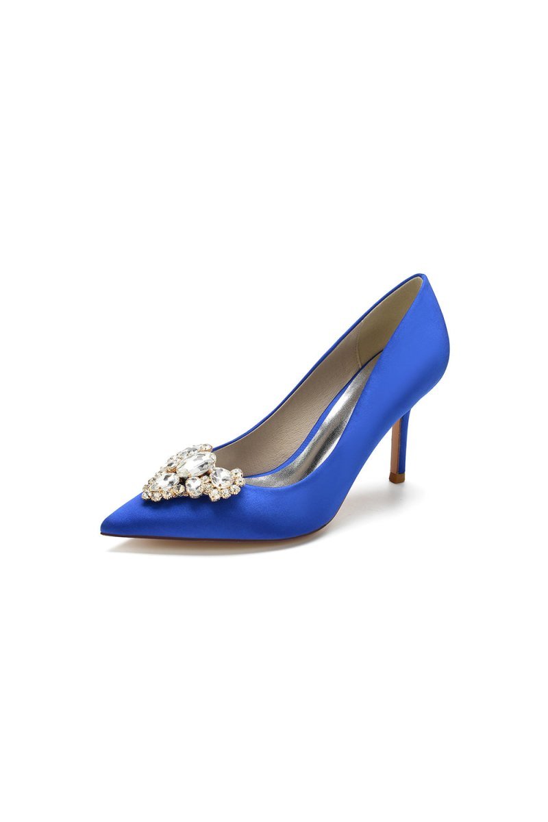 Cocktail Pointed Toe Crystal Heels - BOLODOO