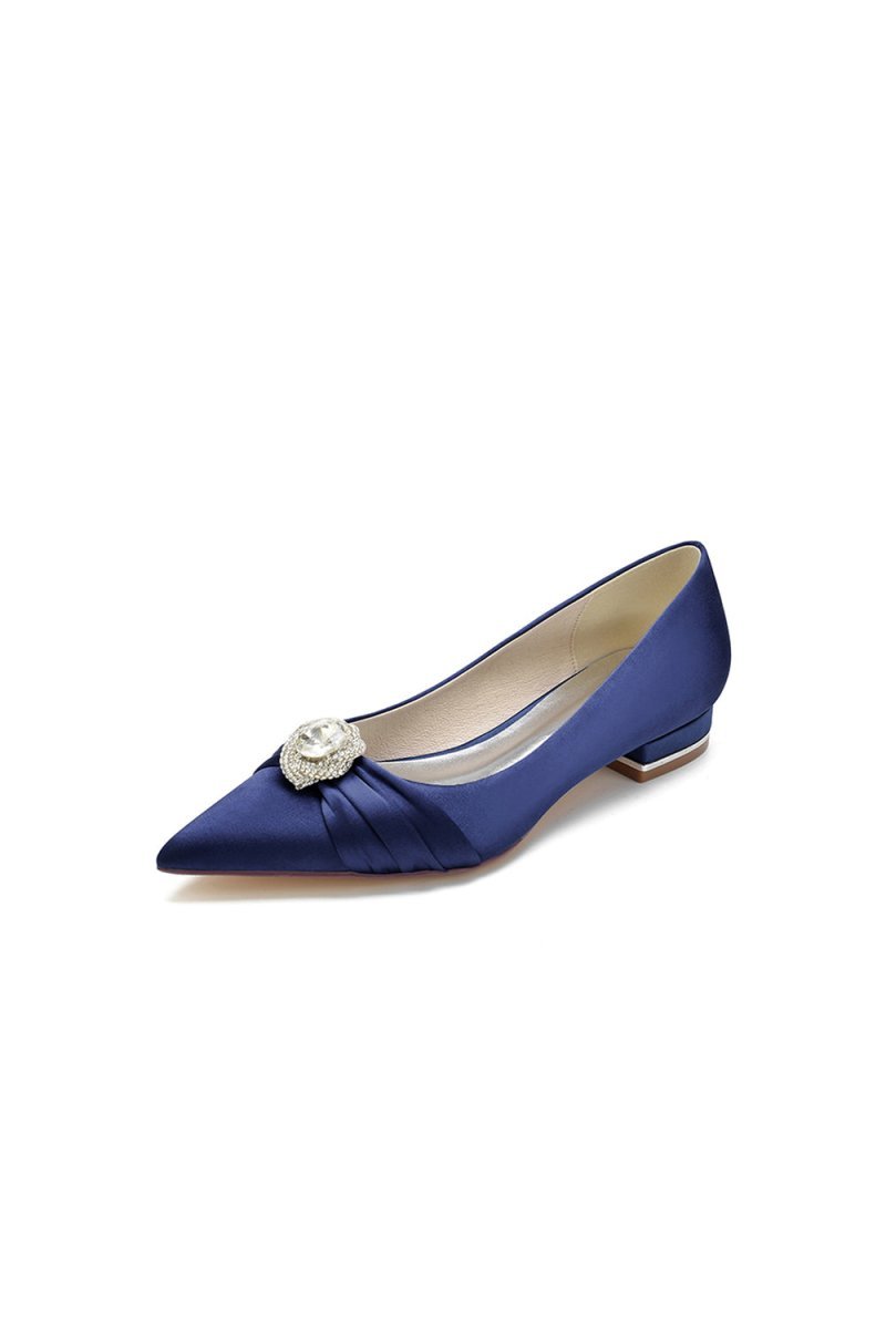 Cocktail Pointed Toe Flats With Crystal - BOLODOO