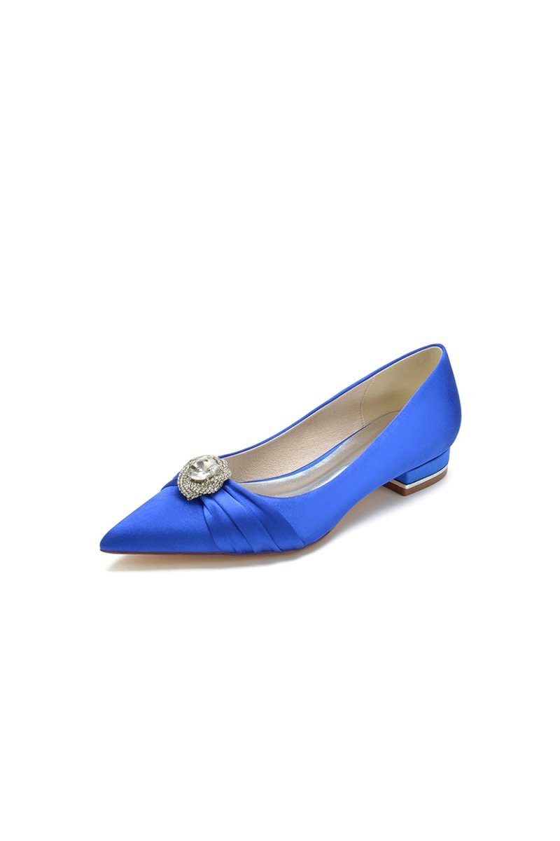 Cocktail Pointed Toe Flats With Crystal - BOLODOO