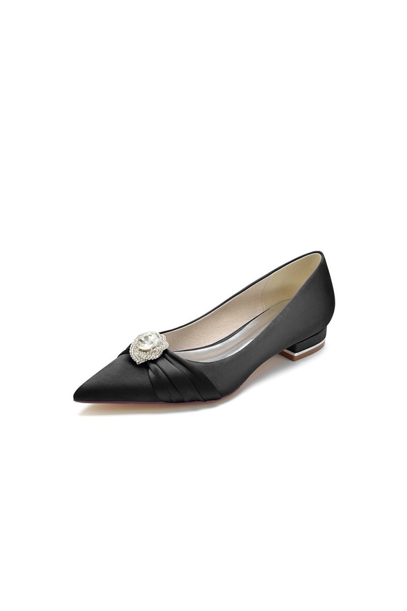 Cocktail Pointed Toe Flats With Crystal - BOLODOO