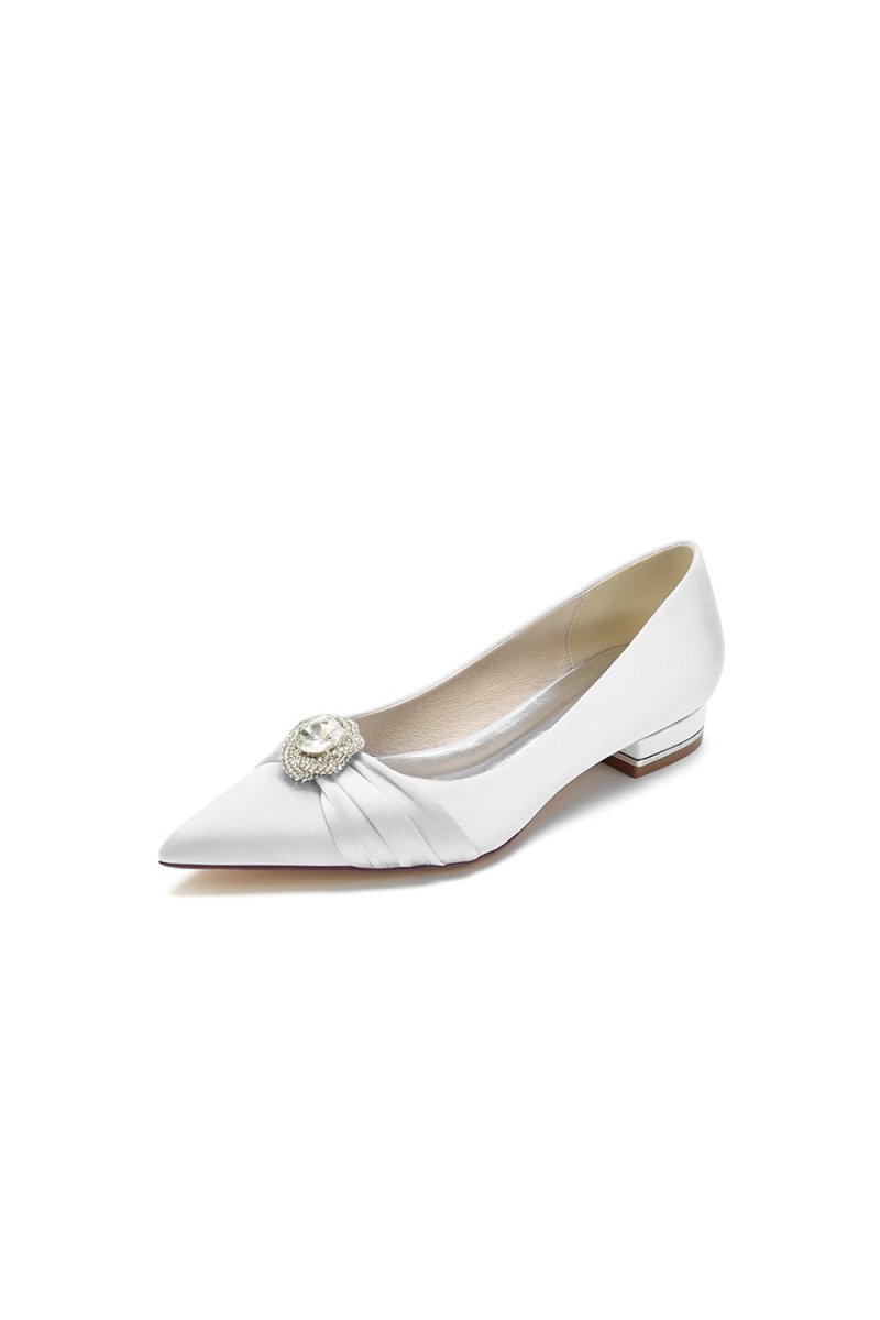 Cocktail Pointed Toe Flats With Crystal - BOLODOO