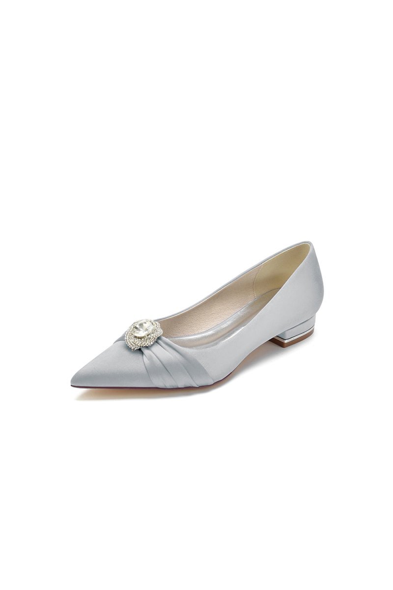 Cocktail Pointed Toe Flats With Crystal - BOLODOO