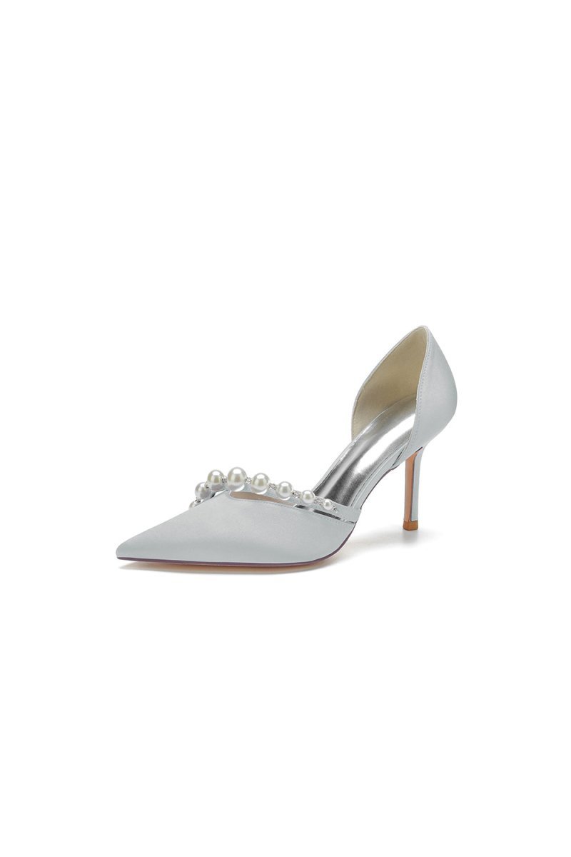 Cocktail Pointed Toe Pearl Heels - BOLODOO