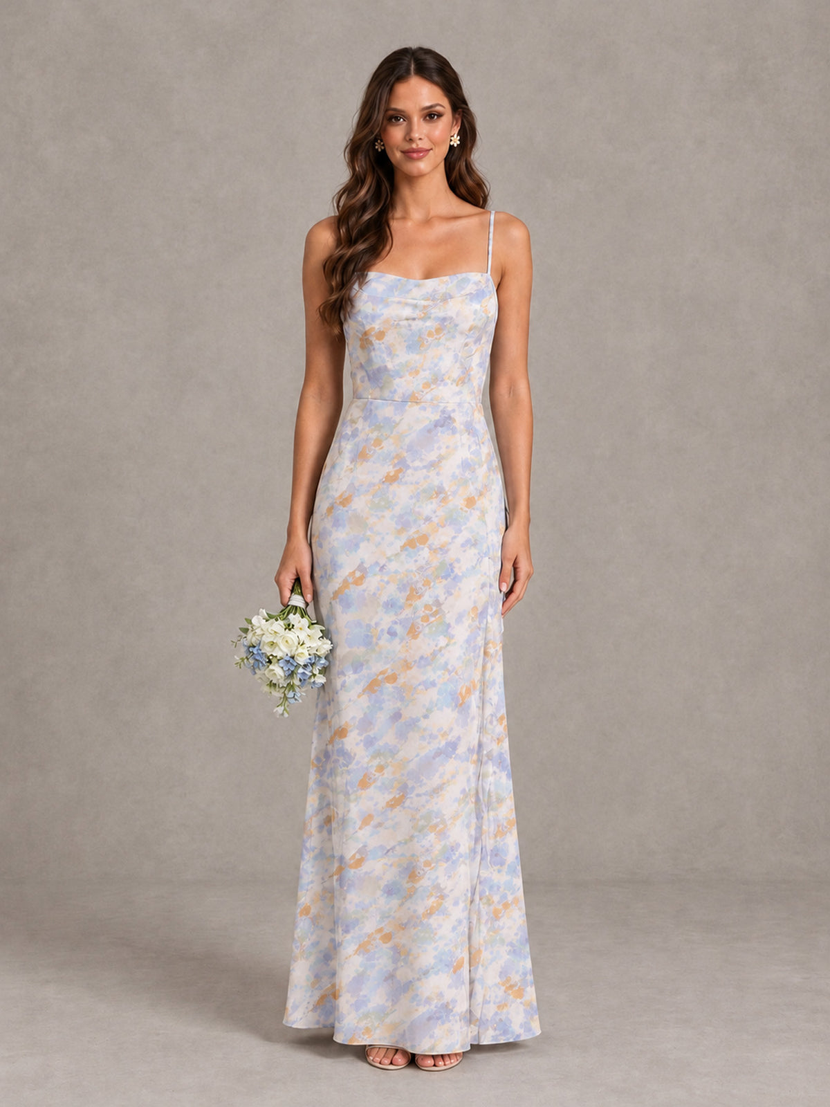 cream Floral Bridesmaid Dress with Crisscross Open Back - cream - cream (1)