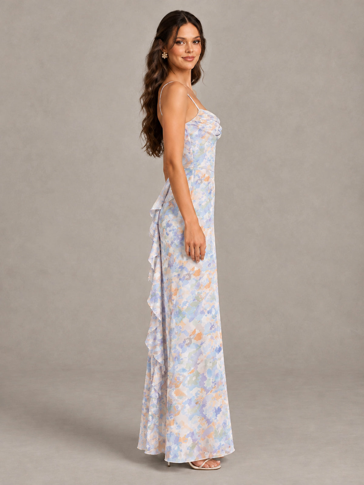 cream Floral Bridesmaid Dress with Crisscross Open Back - cream - cream (3)