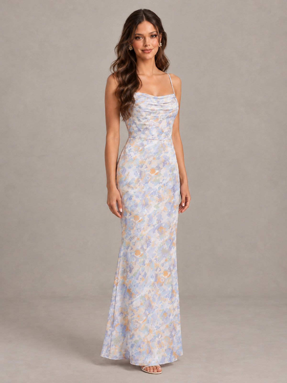 cream Floral Bridesmaid Dress with Crisscross Open Back - cream - cream (4)