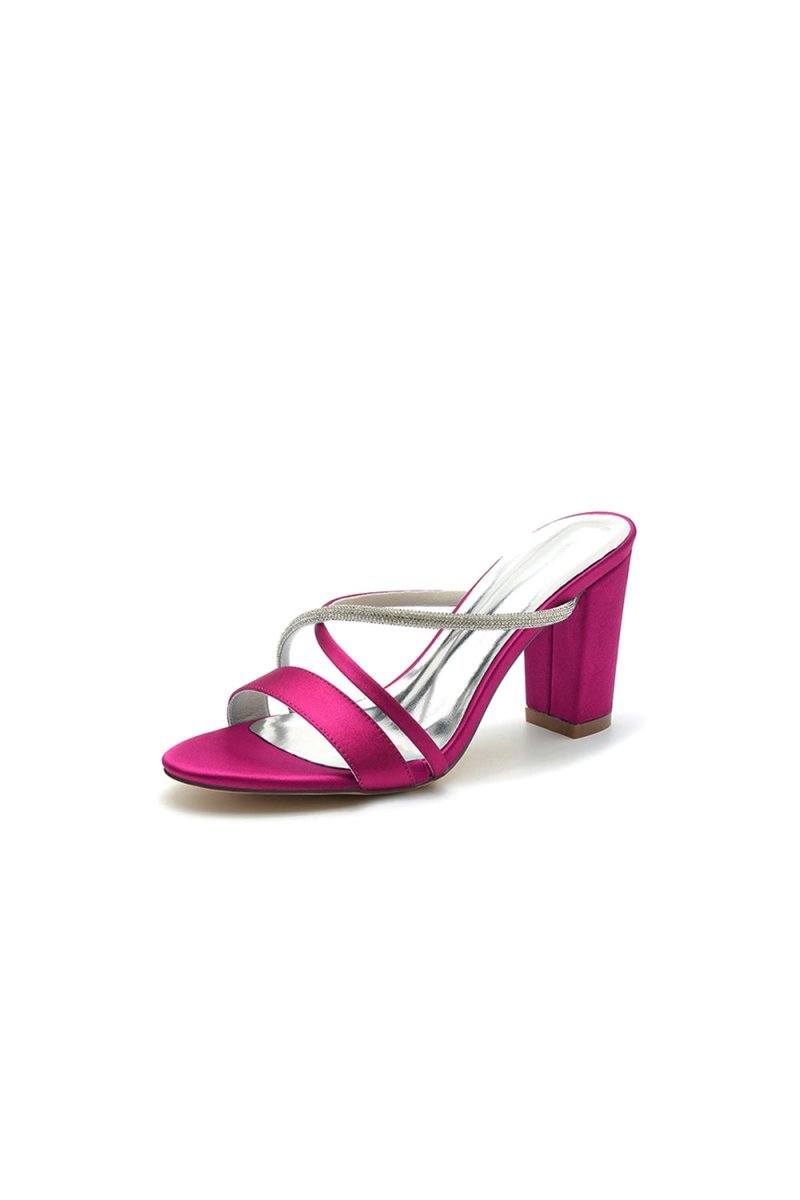 Cross Strap Open Toe High Heels With Rhinestone - BOLODOO