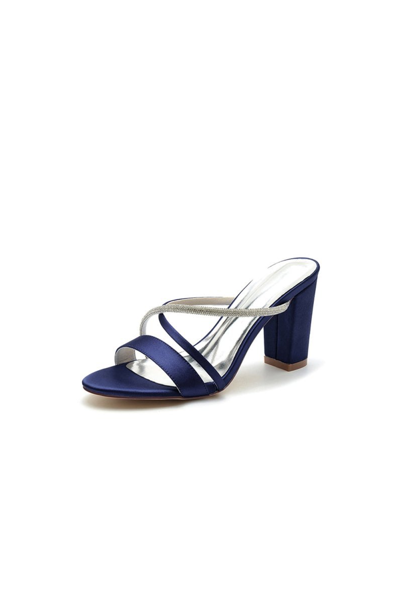 Cross Strap Open Toe High Heels With Rhinestone - BOLODOO