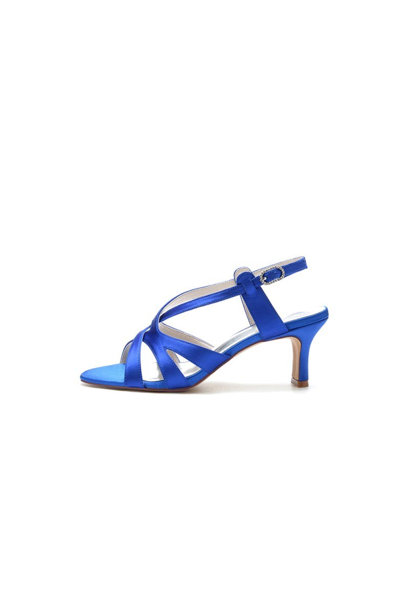 Royal Blue Cross-Strap Pump with Elegant Silver Buckle