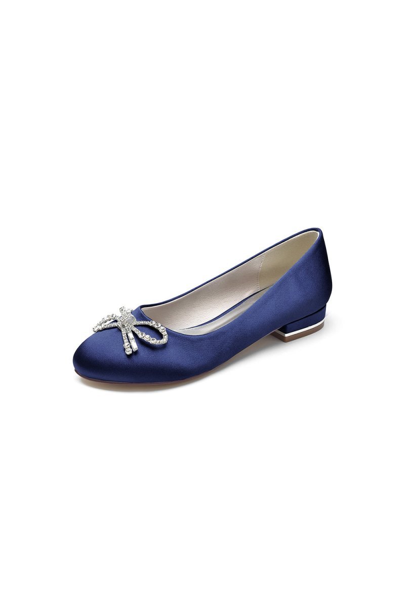 Crystal Bow Round Toe Flats - BOLODOO