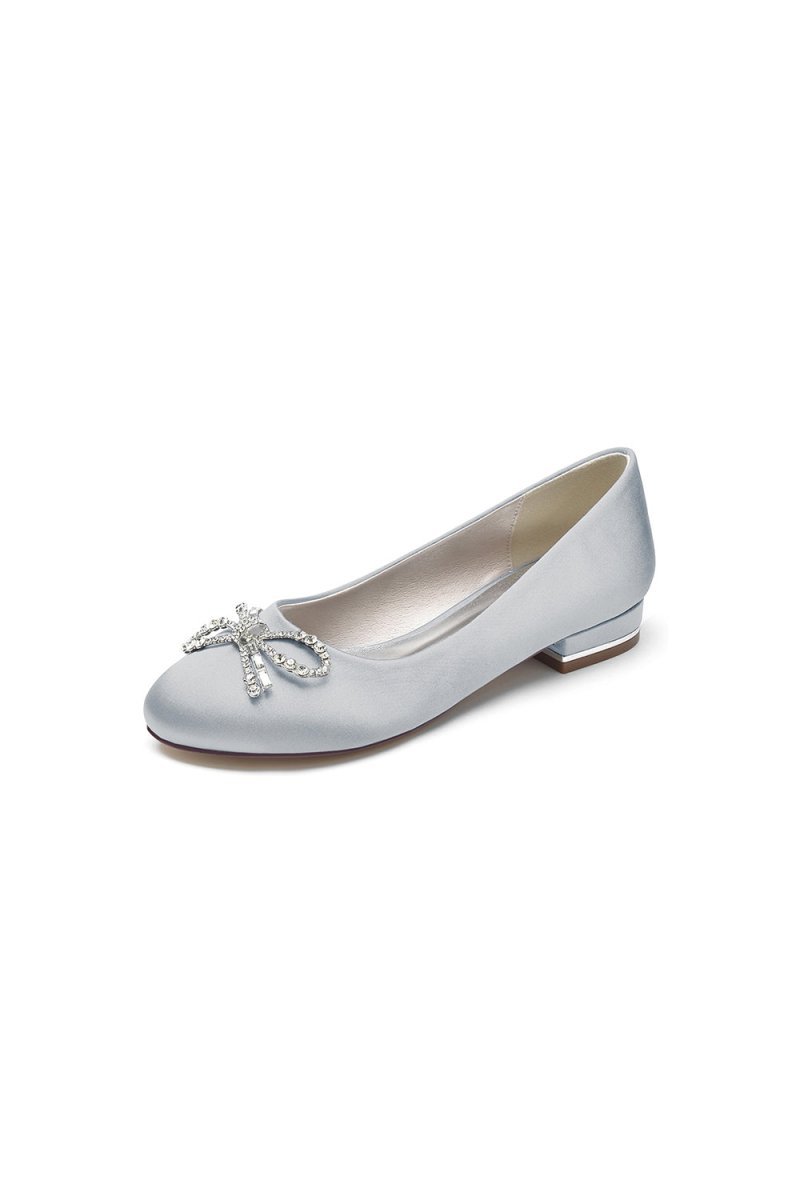 Crystal Bow Round Toe Flats - BOLODOO