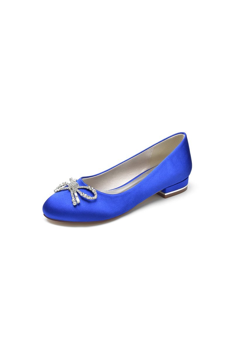 Crystal Bow Round Toe Flats - BOLODOO