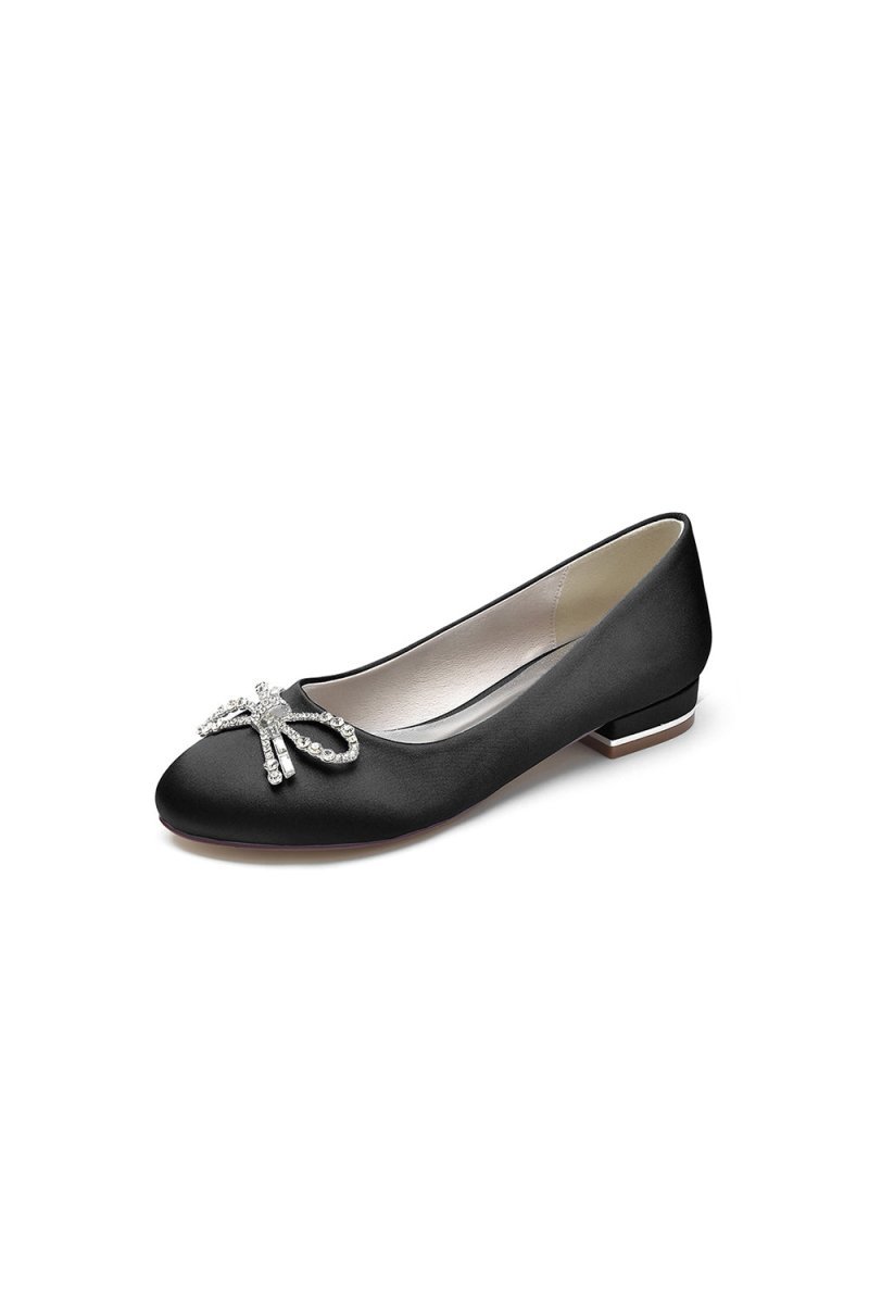 Crystal Bow Round Toe Flats - BOLODOO