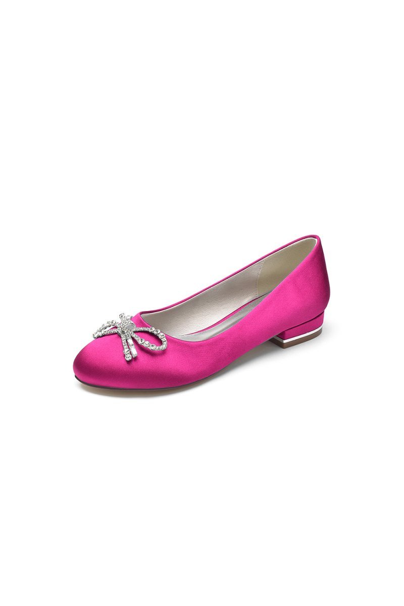 Crystal Bow Round Toe Flats - BOLODOO