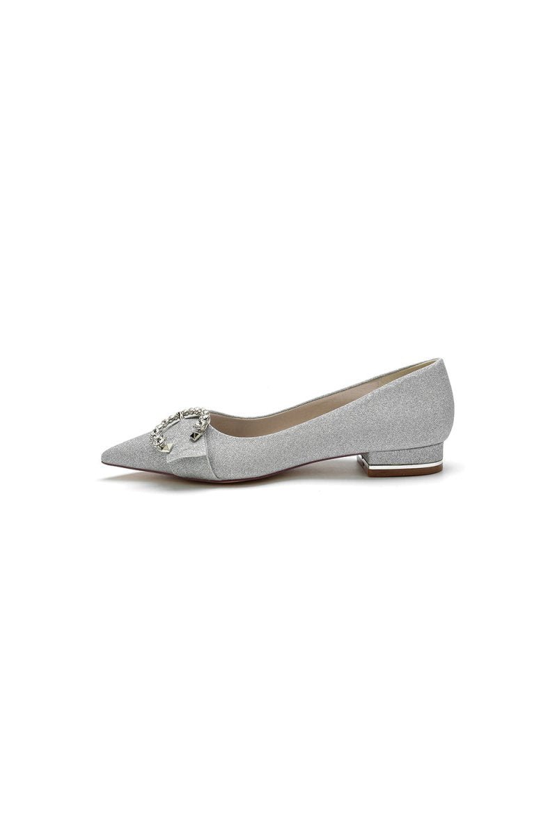 Crystal Buckle Sequin Pointed Toe Flats