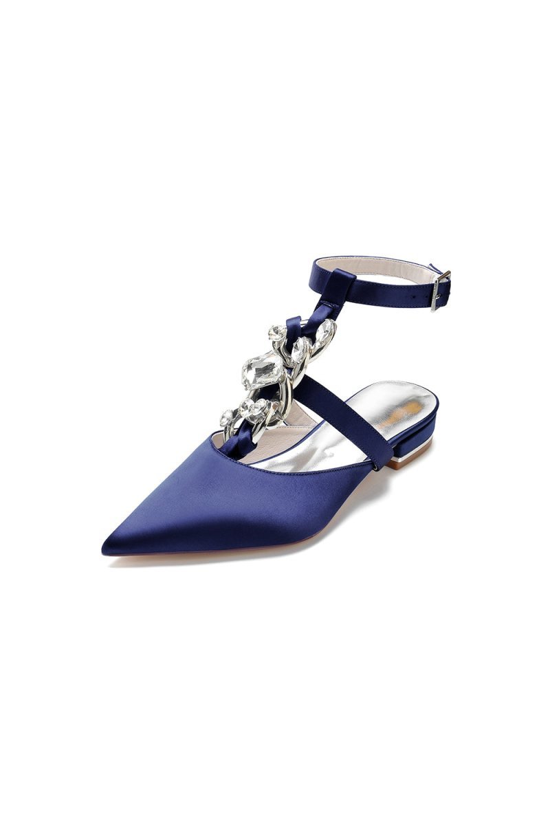 Crystal Chain Pointed Toe Flats - BOLODOO