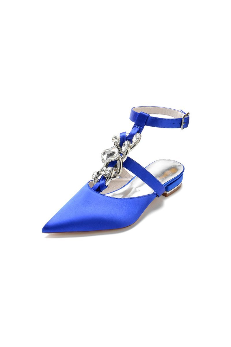 Crystal Chain Pointed Toe Flats - BOLODOO