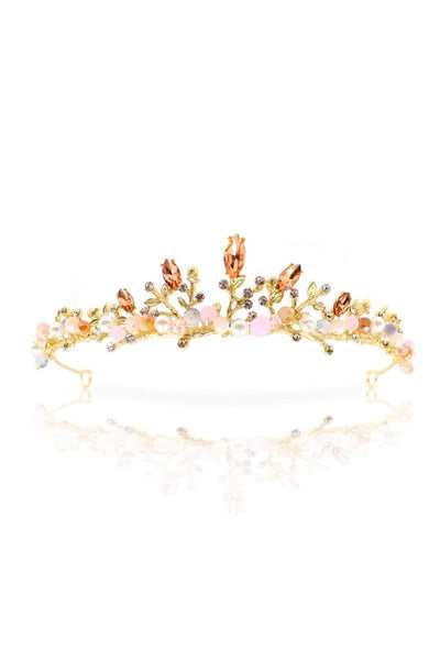 Crystal Pearl Rose Gold Bridal Tiaras - BOLODOO