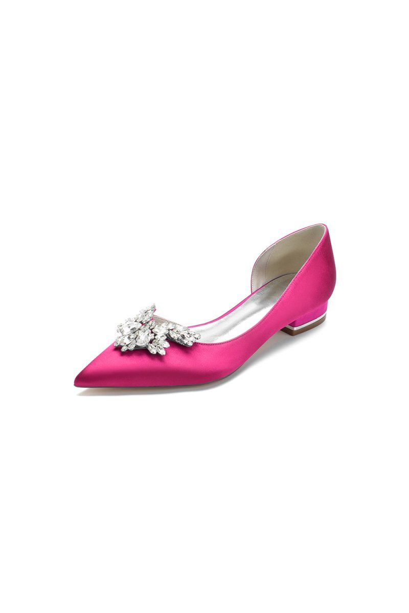 Crystal Pointed Toe Flats - BOLODOO
