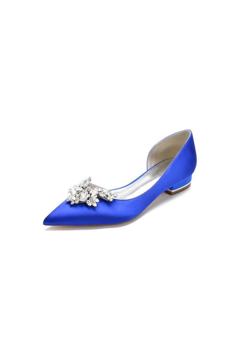 Crystal Pointed Toe Flats - BOLODOO