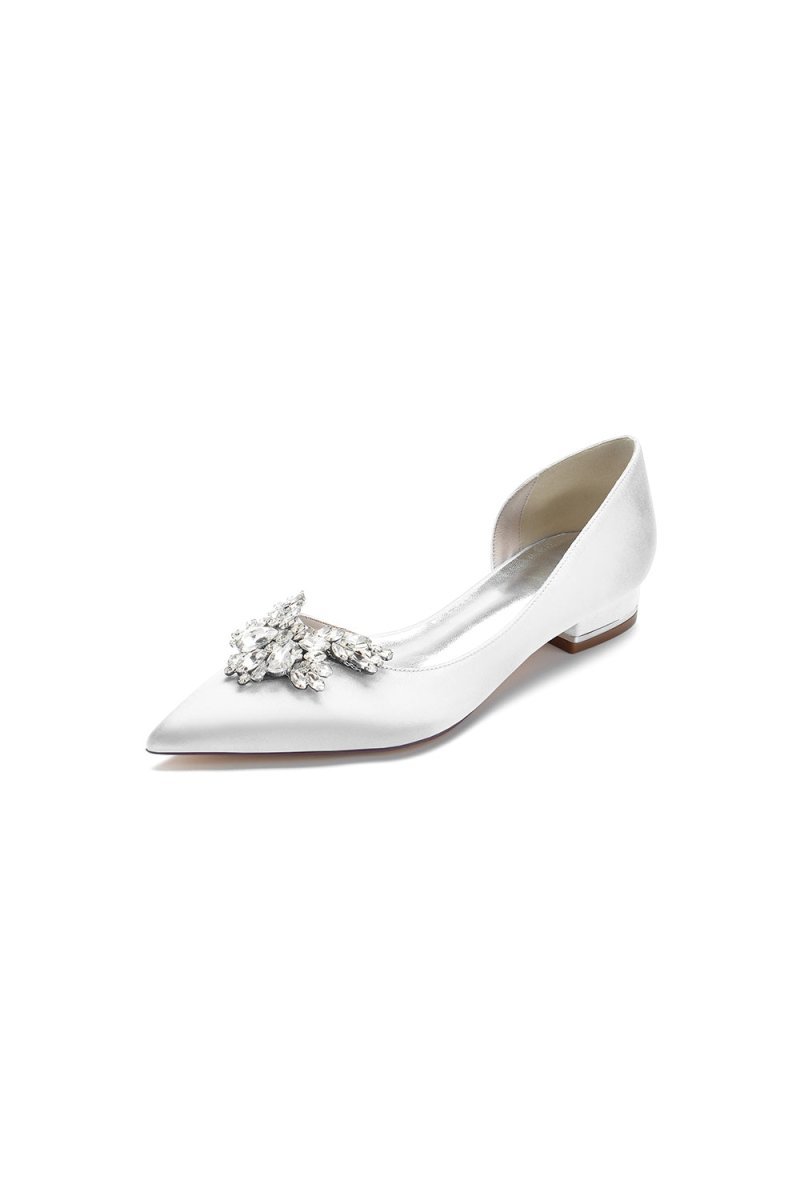Crystal Pointed Toe Flats - BOLODOO