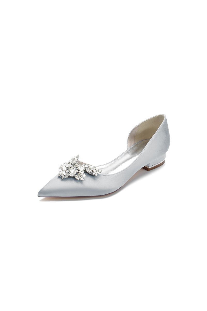 Crystal Pointed Toe Flats - BOLODOO