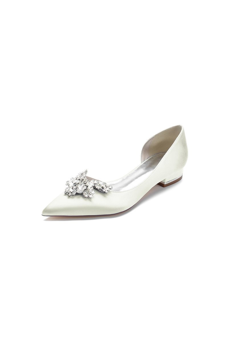 Crystal Pointed Toe Flats - BOLODOO