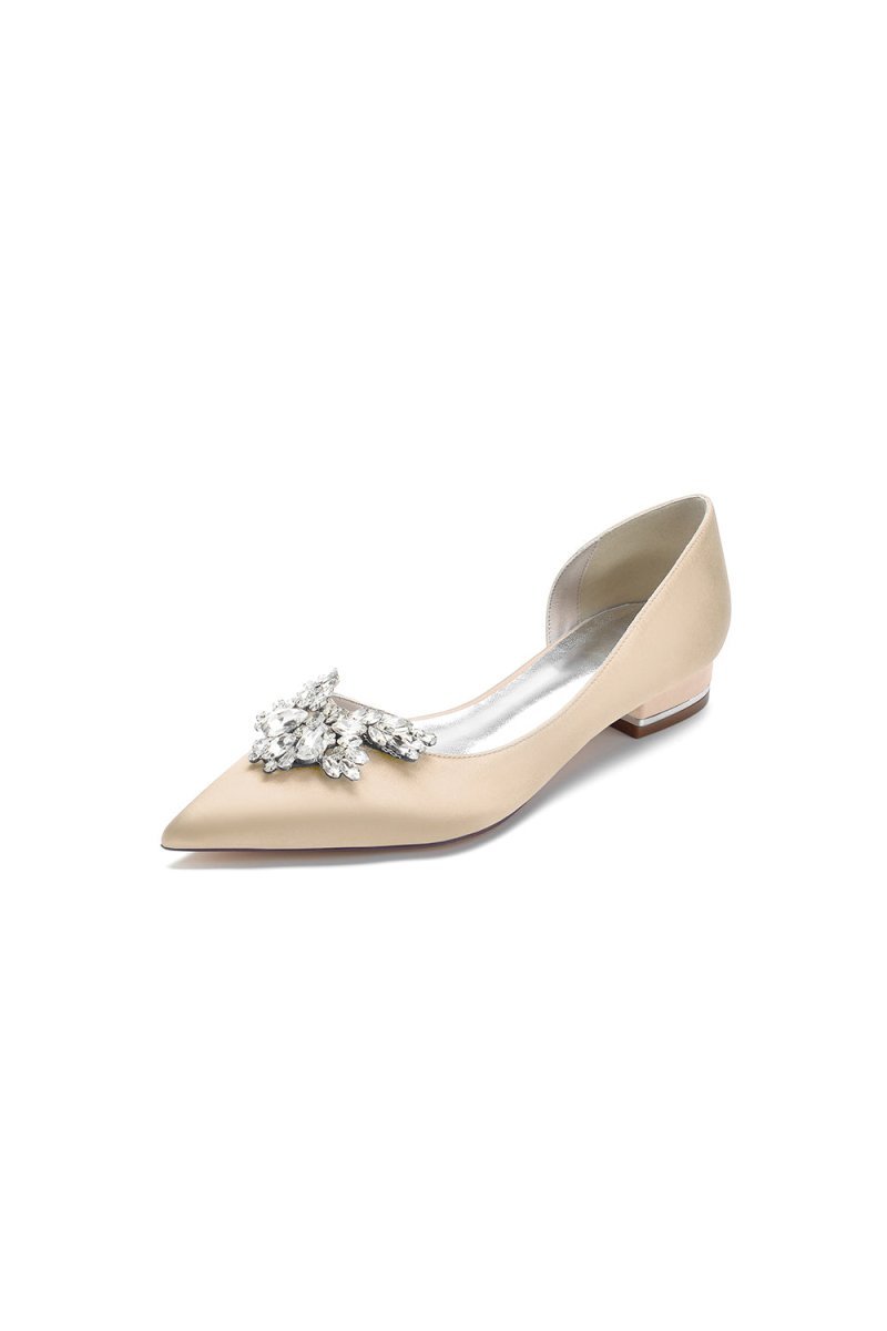 Crystal Pointed Toe Flats - BOLODOO