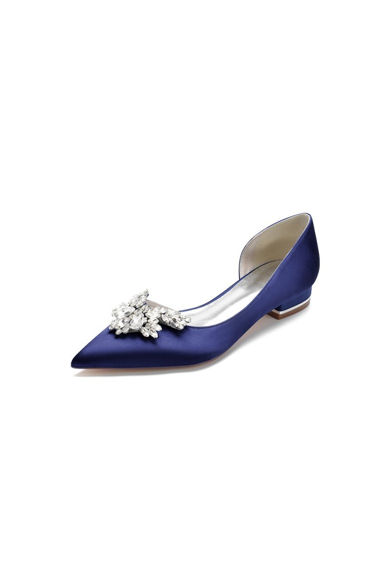 Crystal Pointed Toe Flats - BOLODOO