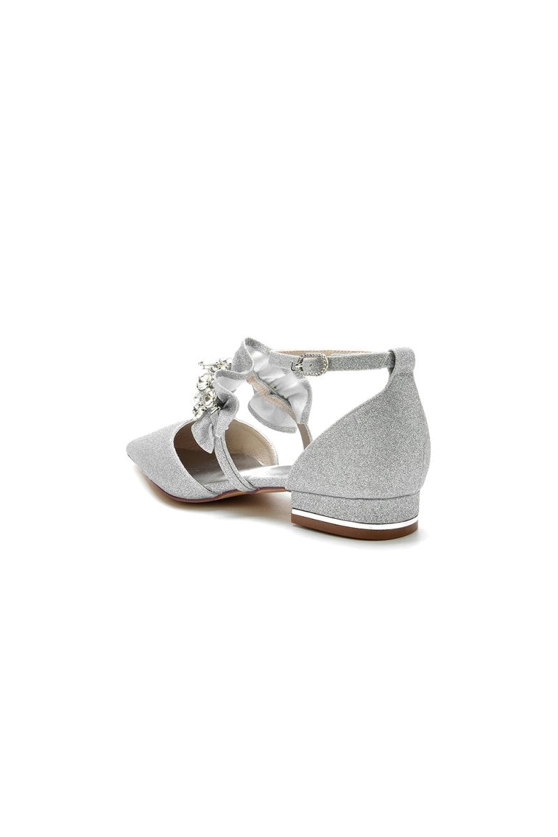 Crystal Ruffles Sequin Pointed Toe Flats