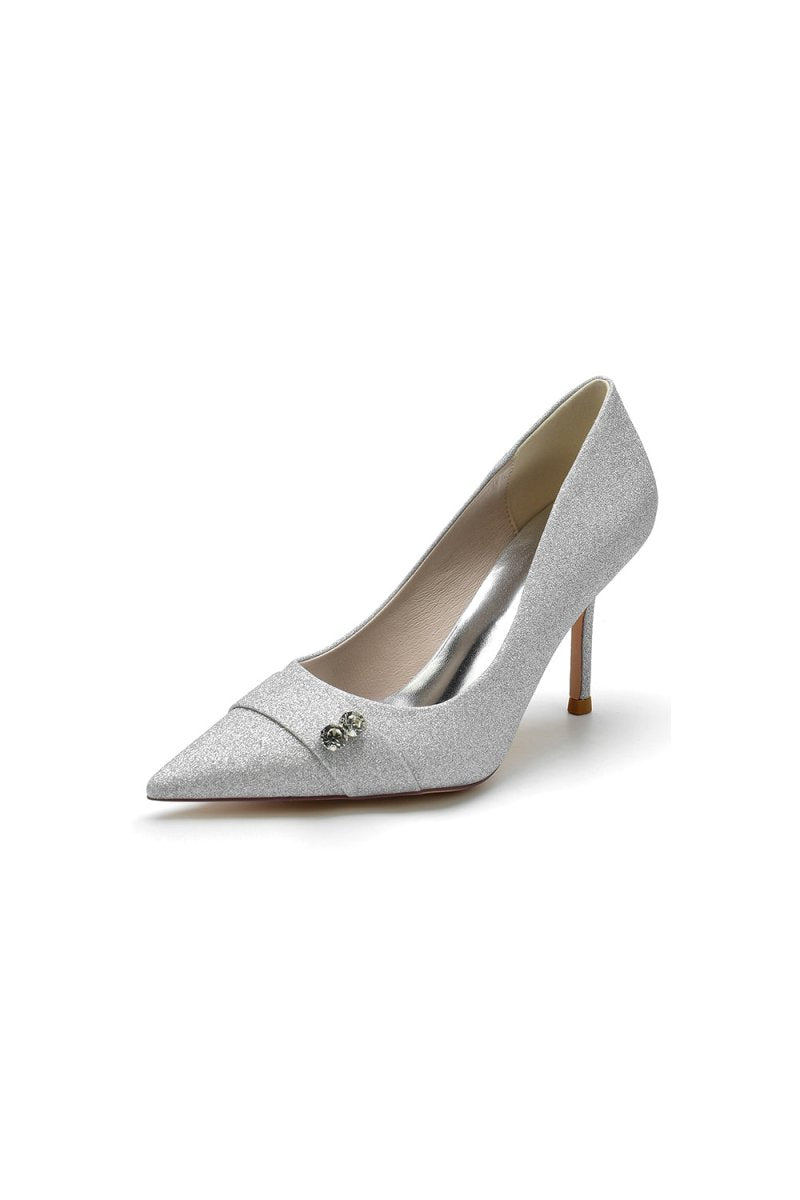 Crystal Sequin Pointed Toe High Heels - BOLODOO