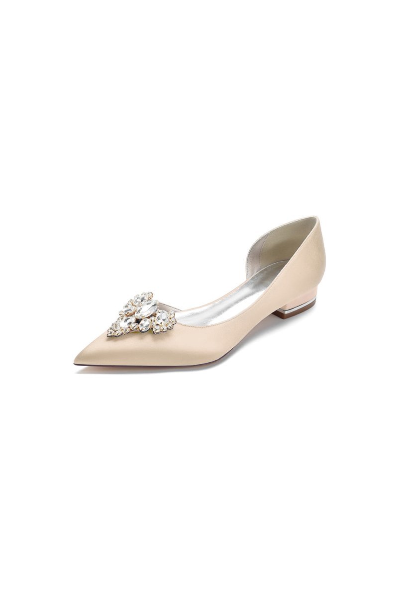 Crystal Simple Pointed Toe Flats - BOLODOO