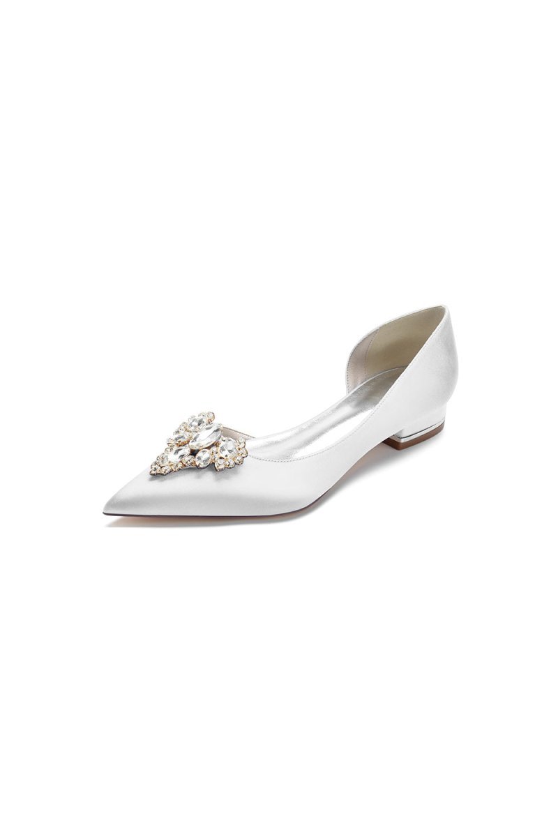 Crystal Simple Pointed Toe Flats - BOLODOO