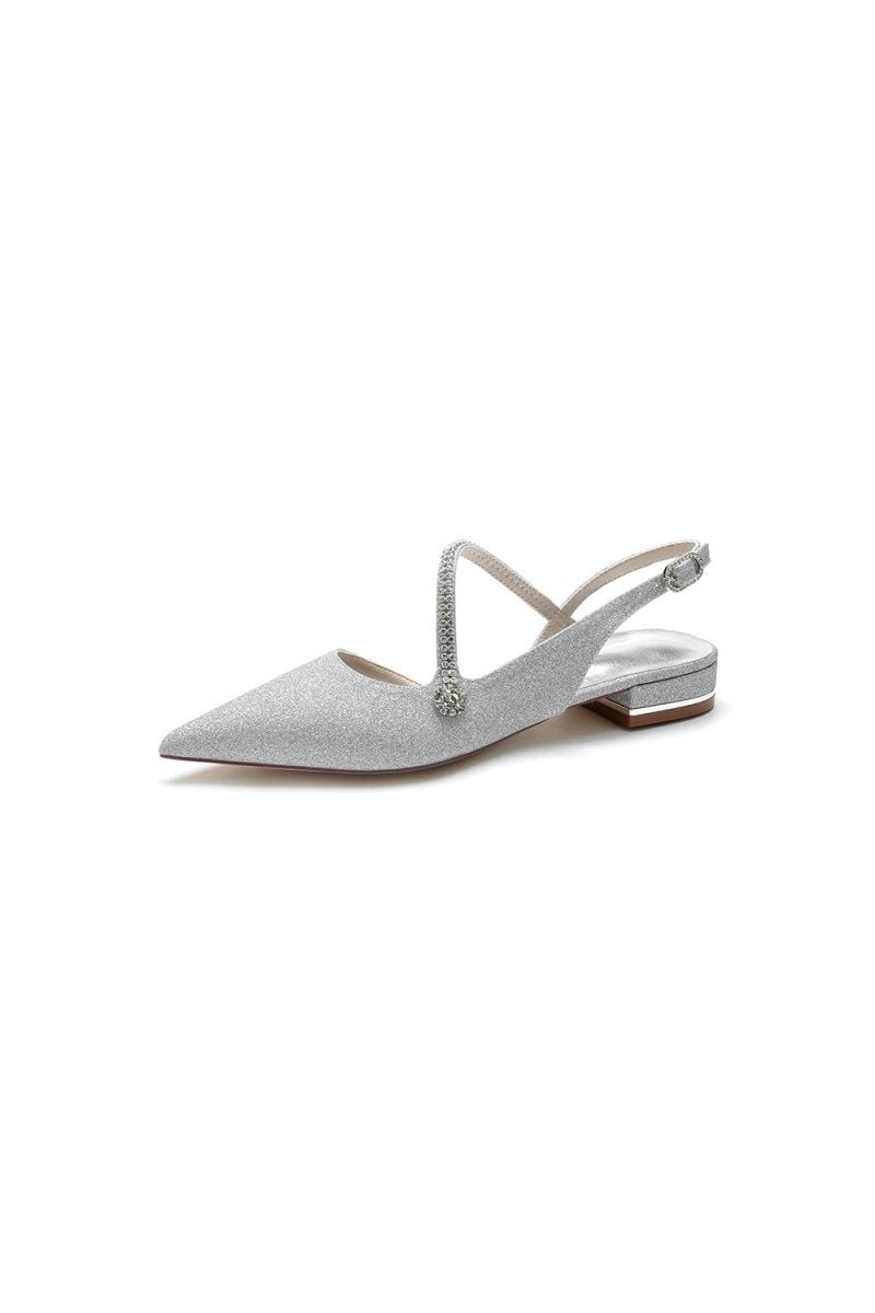 Crystal Slingback Sequin Pointed Toe Flats - BOLODOO