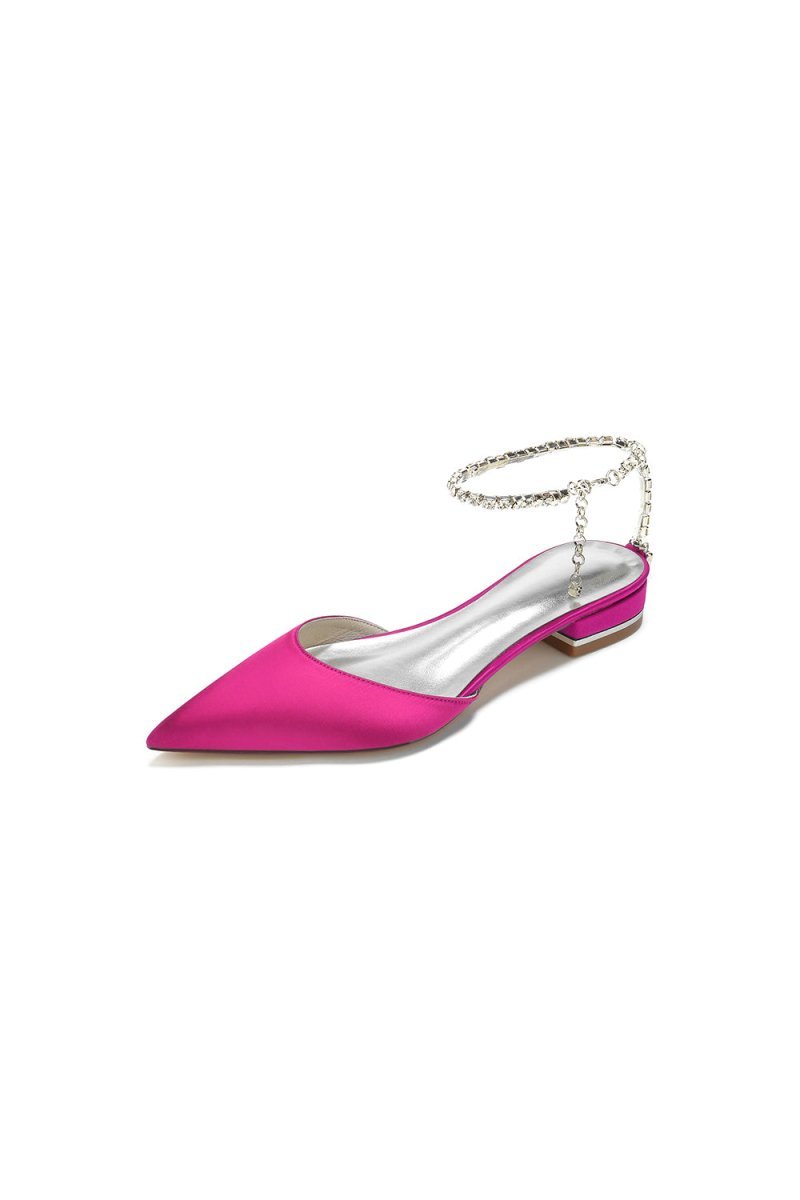 Crystal Strap Cocktail Pointed Toe Flats - BOLODOO