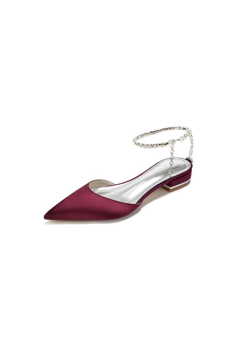 Crystal Strap Cocktail Pointed Toe Flats - BOLODOO