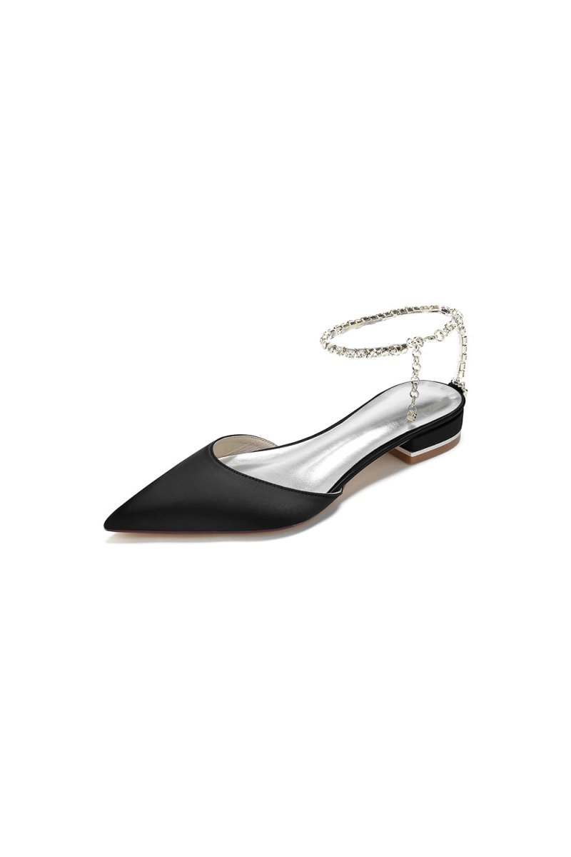 Crystal Strap Cocktail Pointed Toe Flats - BOLODOO
