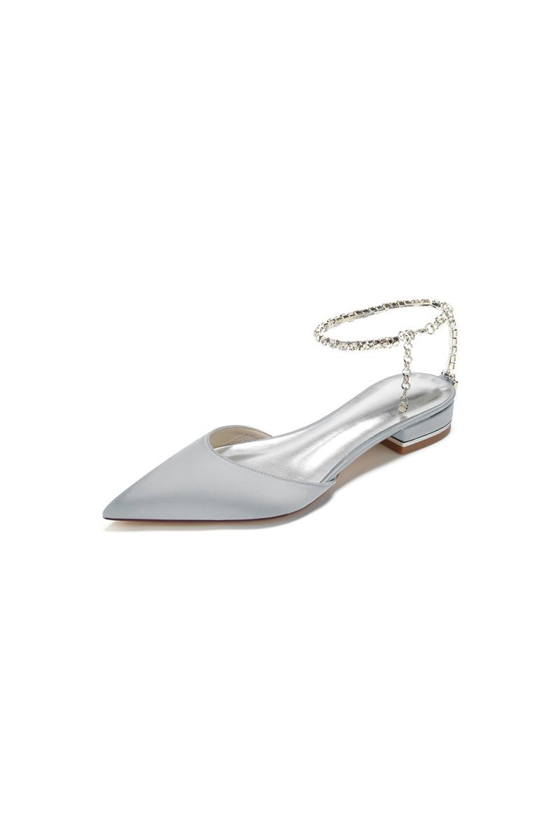 Crystal Strap Cocktail Pointed Toe Flats - BOLODOO