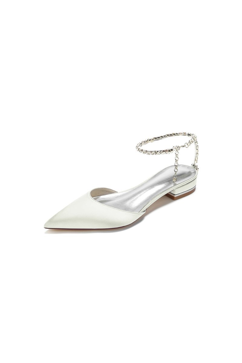 Crystal Strap Cocktail Pointed Toe Flats - BOLODOO