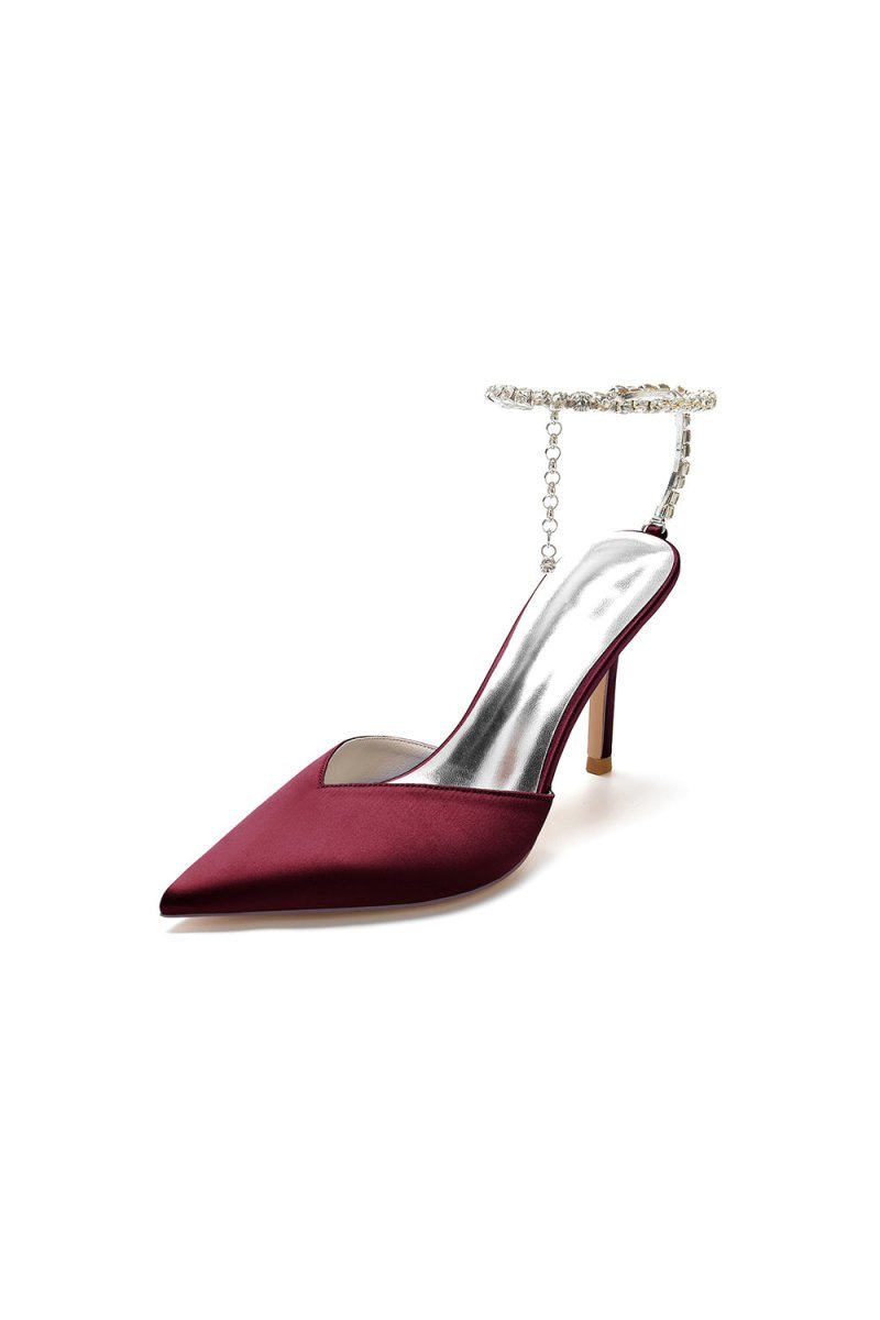 Crystal Strap Pointed Toe High Heels - BOLODOO