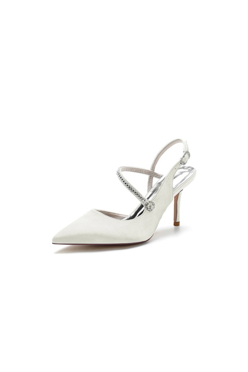Crystal Strap Pointed Toe Stiletto Heel Shoes - BOLODOO