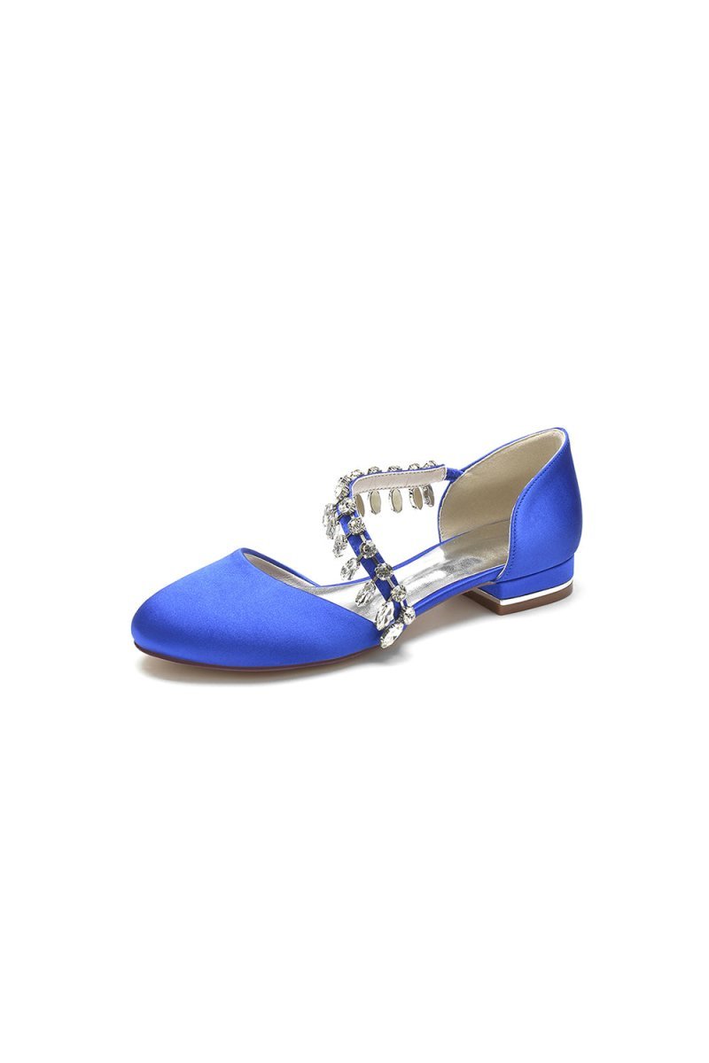 Crystal Strap Round Toe Flats - BOLODOO