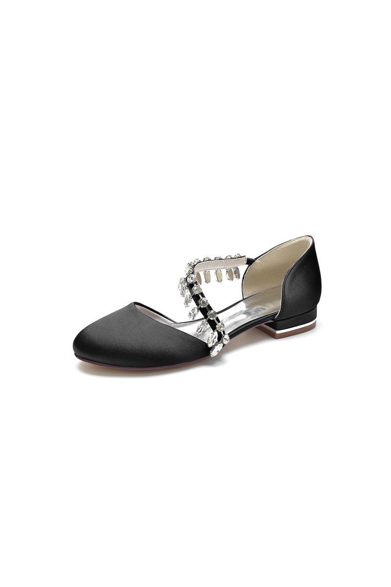 Crystal Strap Round Toe Flats - BOLODOO